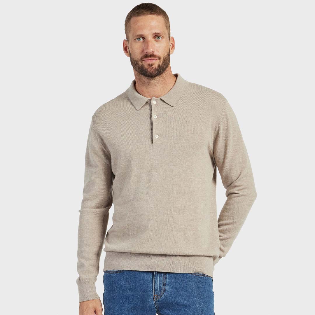 ACADEMY MERINO POLO | WARM SAND