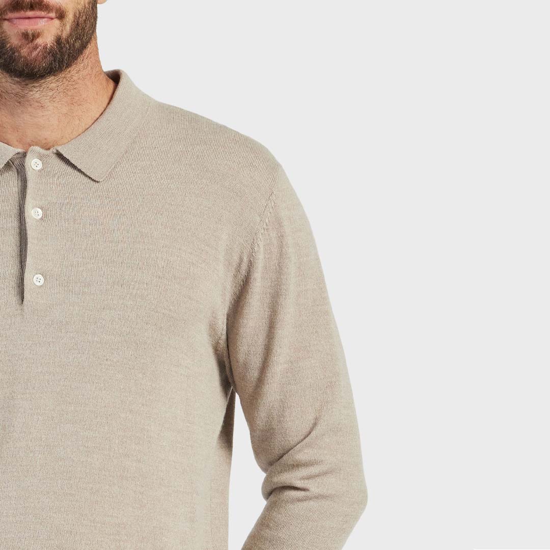 ACADEMY MERINO POLO | WARM SAND