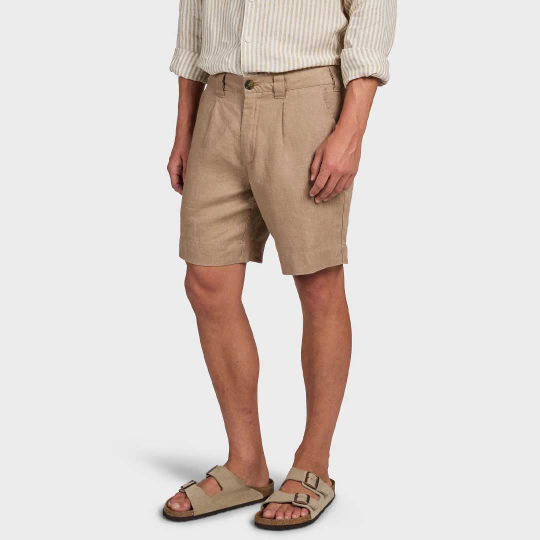 Dean Linen Short | Warm Taupe