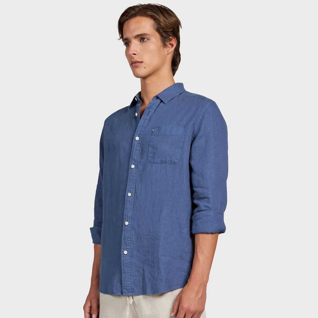 Hampton Linen Shirt | Petrol Blue