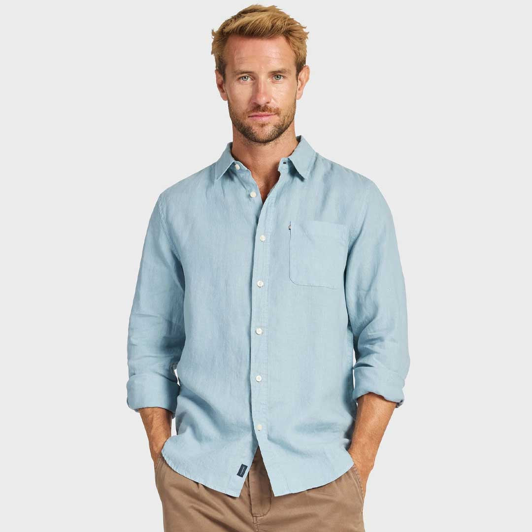 Hampton Linen Shirt | Stone Blue
