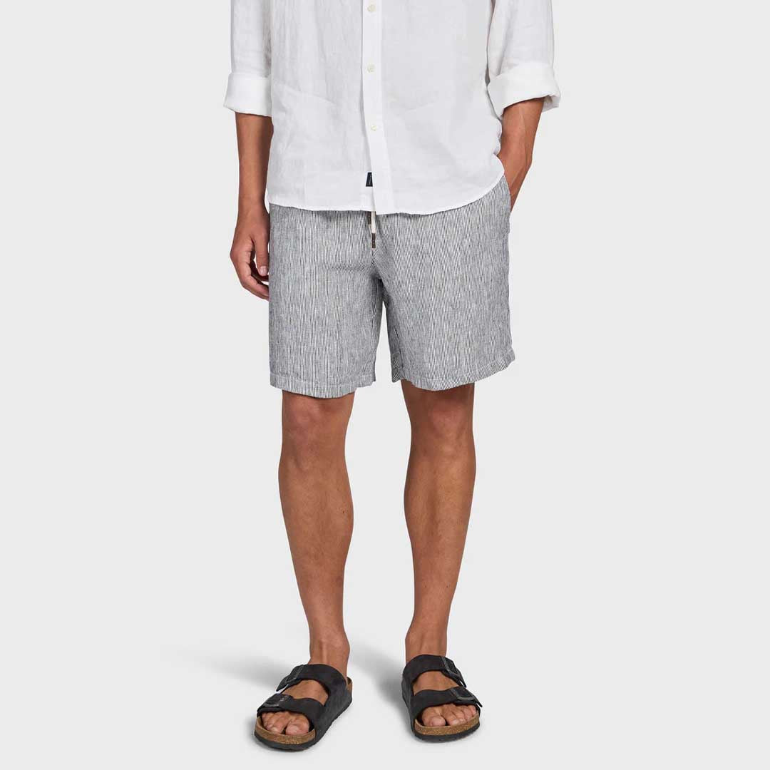 Jeff Linen Short | Navy Stripe
