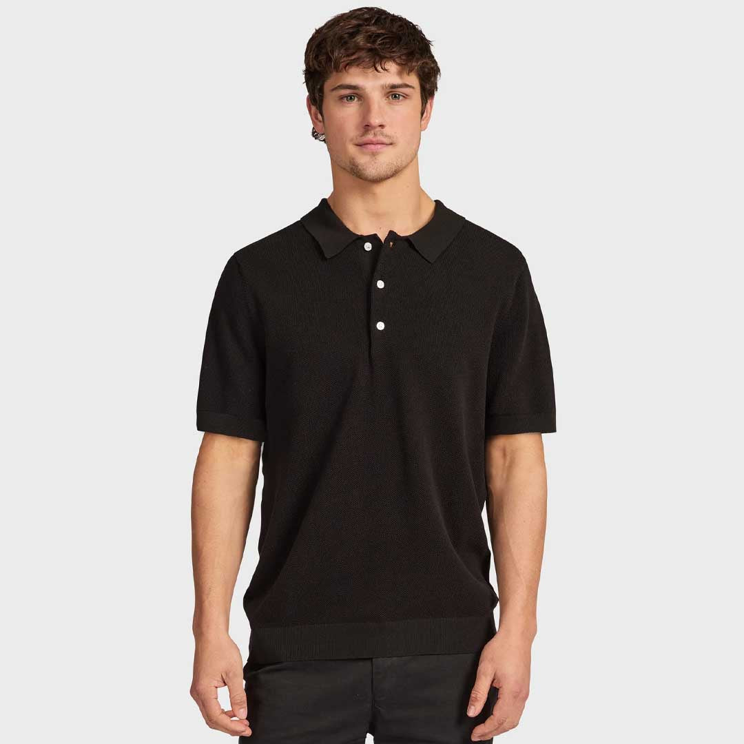 Riley Knit Polo | Black