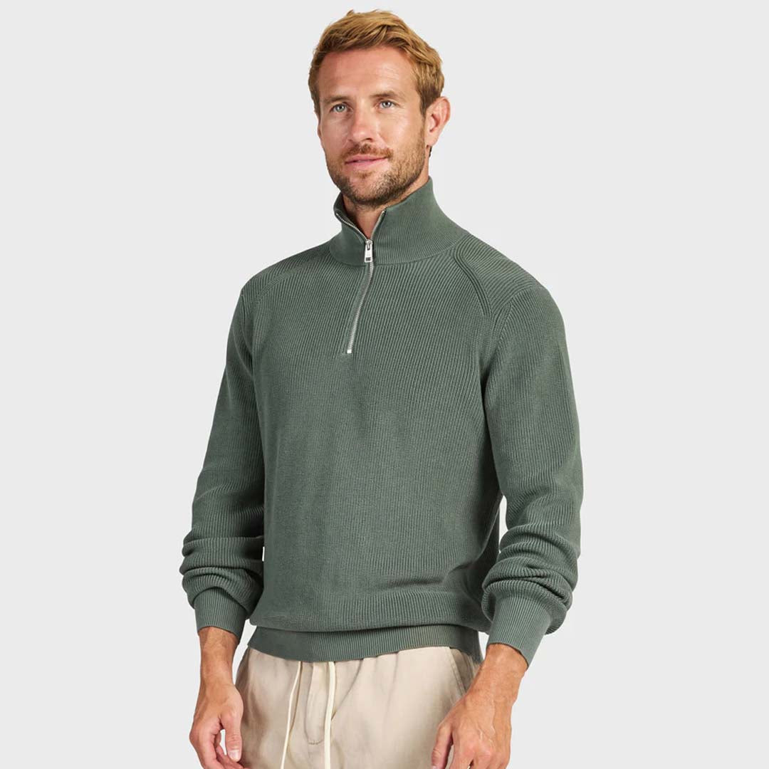 Oliver 1/4 Zip Knit | Cypress Green
