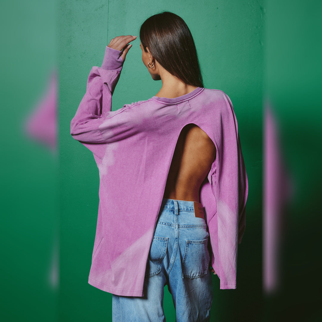 The Baby Got Back Long Sleeve Tee in Violet — image 2