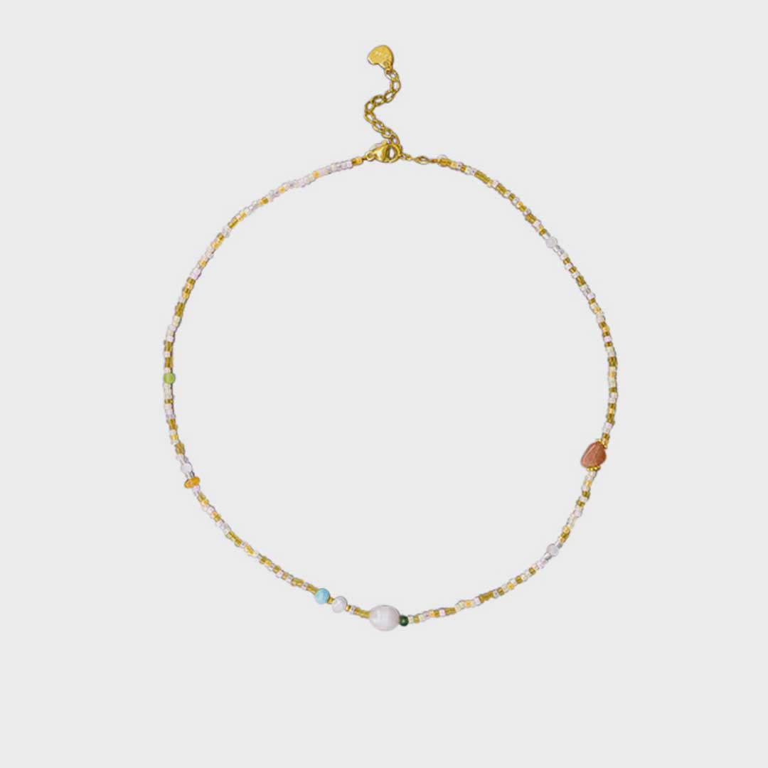 Amber Cut Stone + Freshwater Pearl