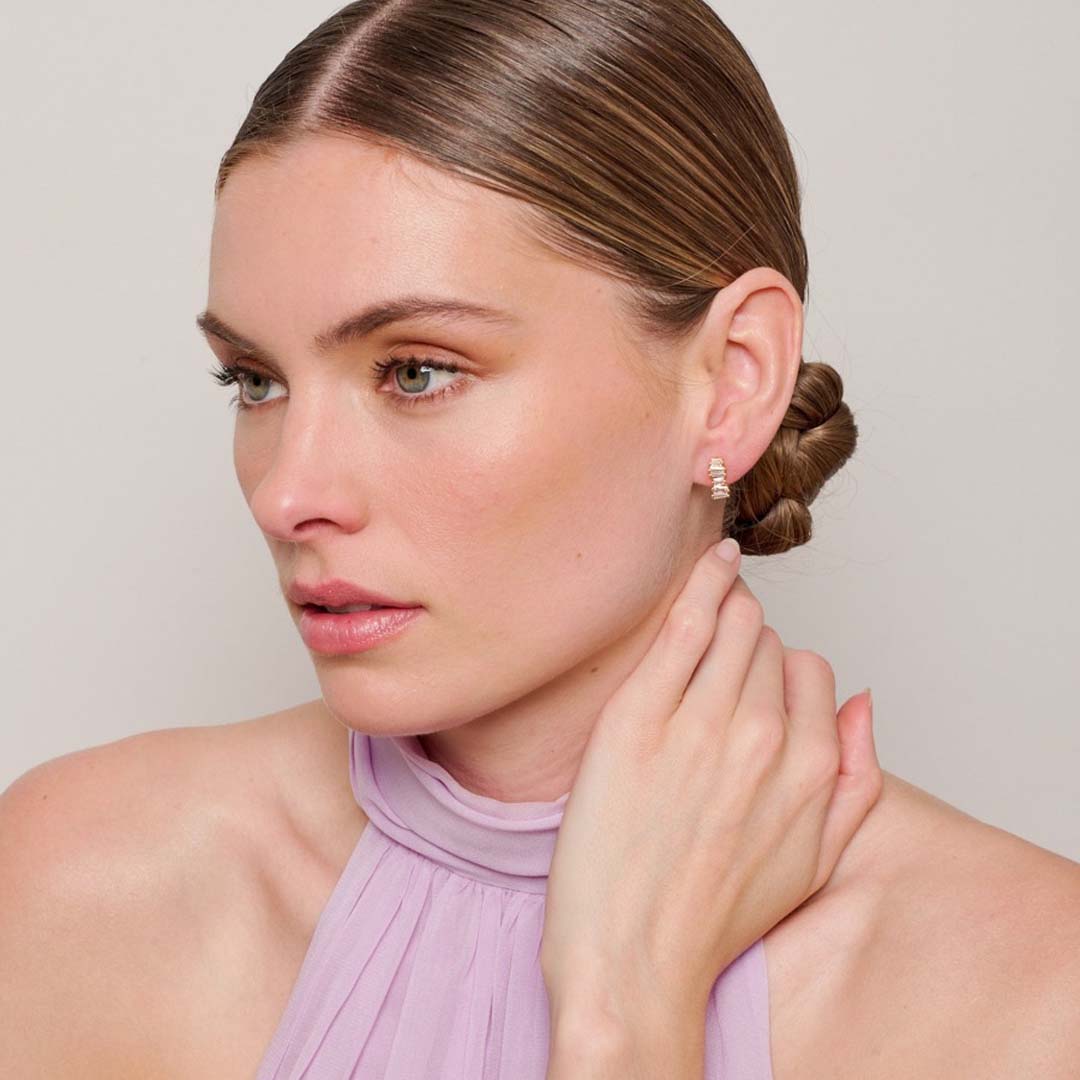 GOLD CRYSTAL STACK EARRINGS