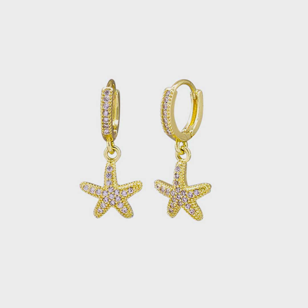 Starfish Huggies | Crystal Gold