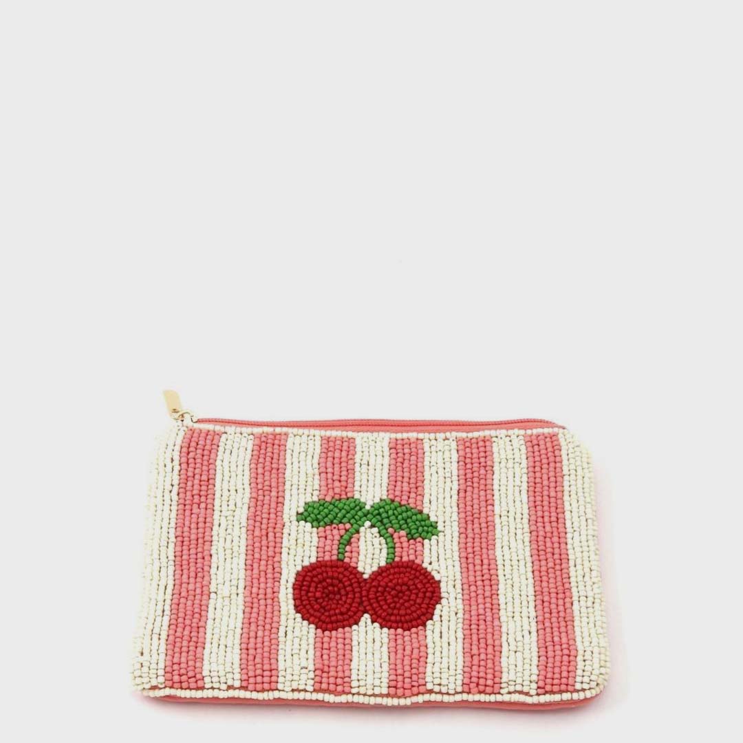 Beaded Coin Purse | Cherry White