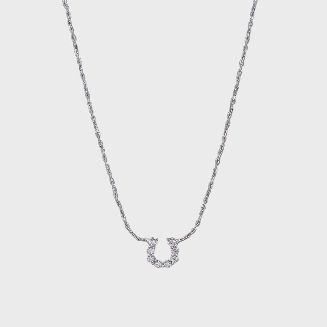 Crystal Horse Shoe Necklace | Silver