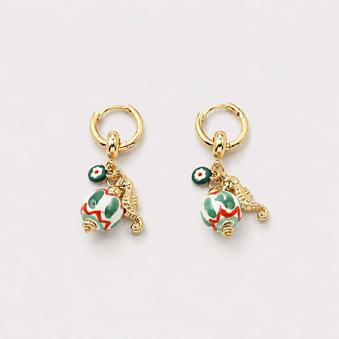 Charm Huggie | Green Painted Ball