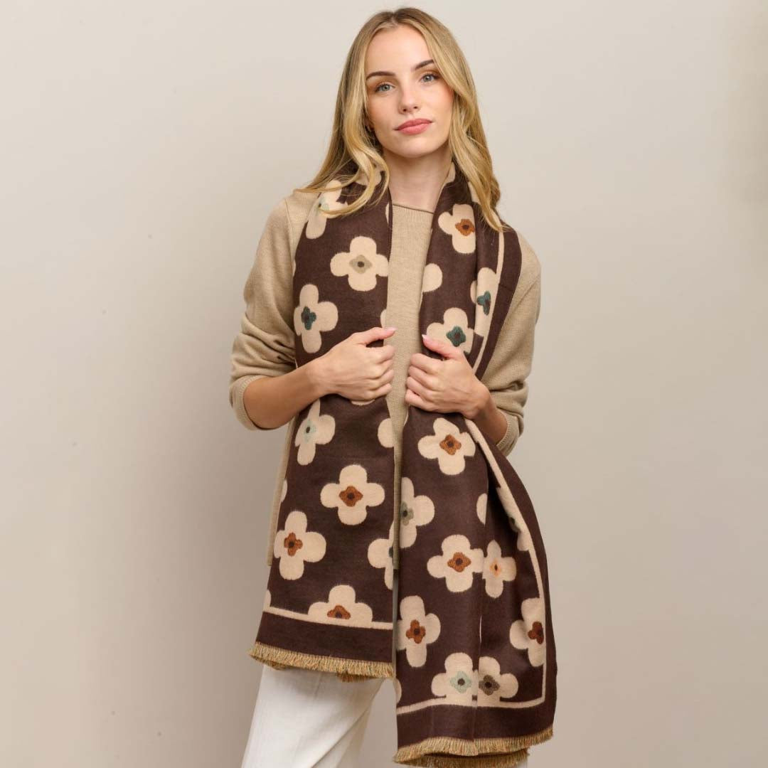 Autumn Flower Scarf | Chocolate