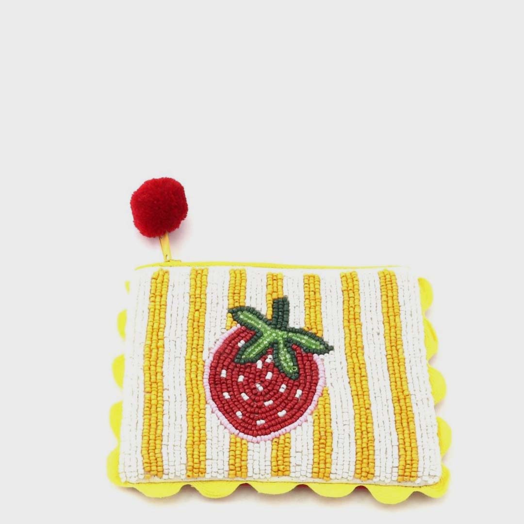Beaded Coin Purse | Strawberry Stripes