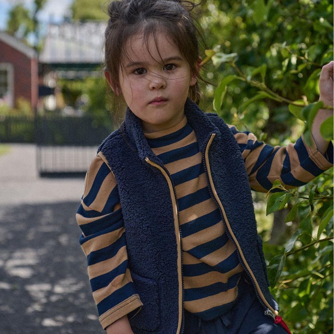 Turtle Neck | Navy Camel Stripe