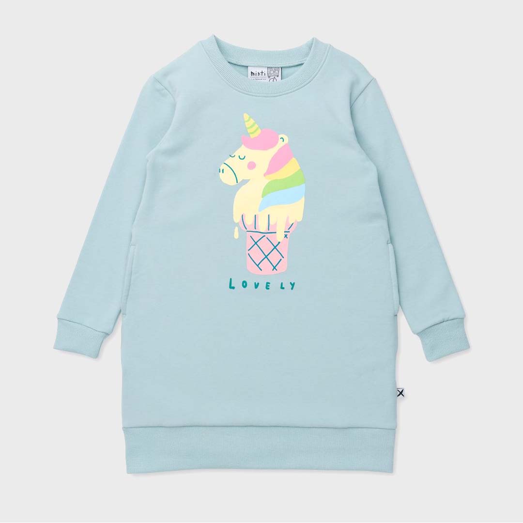 UNICORN ICECREAM FURRY DRESS | MUTED GREEN