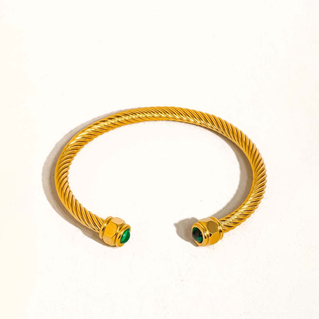 Vail Stone Bangle | Gold Green