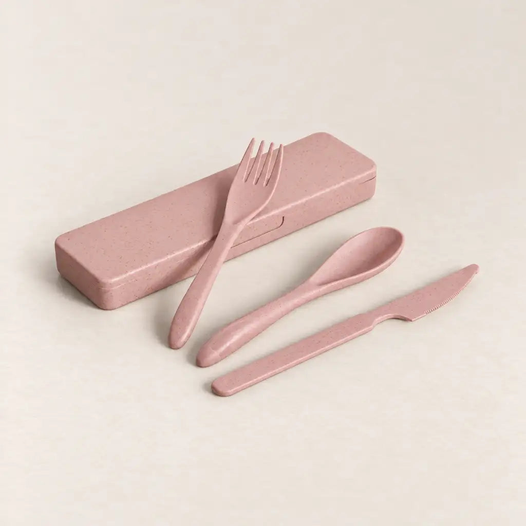 Wheat Straw Travel Cutlery Set | Pink