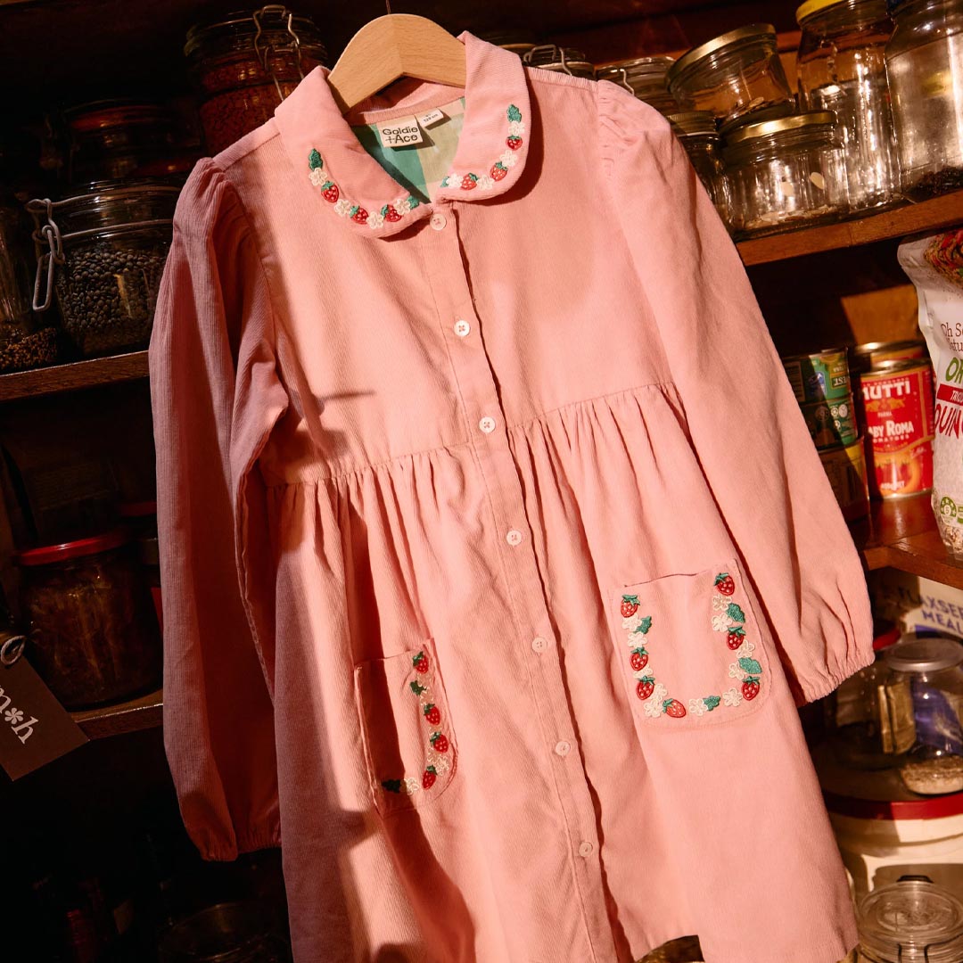 Wild Strawberry Corduroy Collar Dress