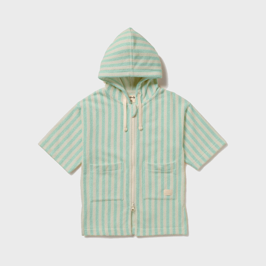 Seafoam Stripe Organic Terry Hooded Towel product view