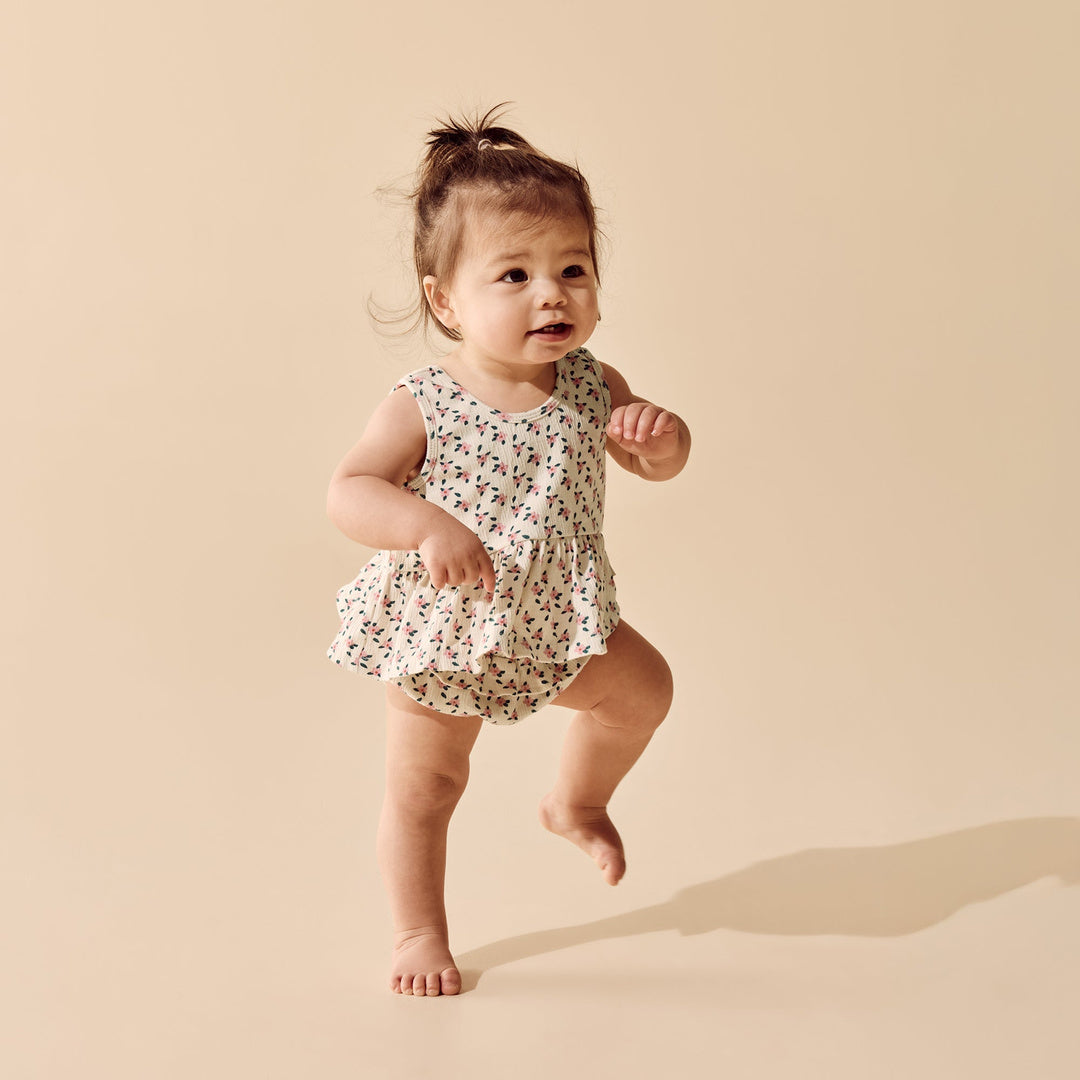 Little Blossom Organic Crinkle Ruffle Set lifestyle view