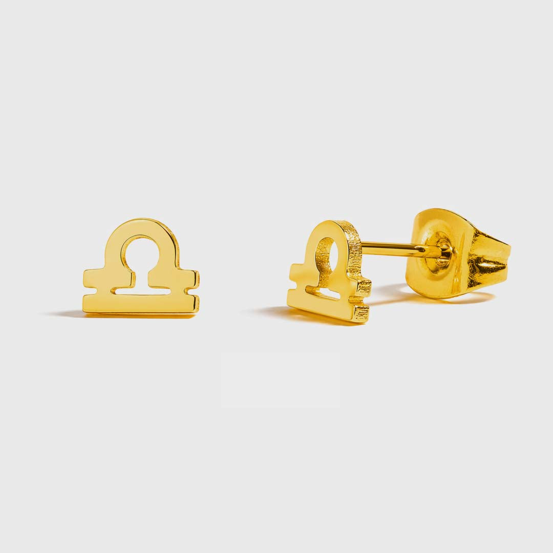 Zodiac Stud Earrings | Gold Libra