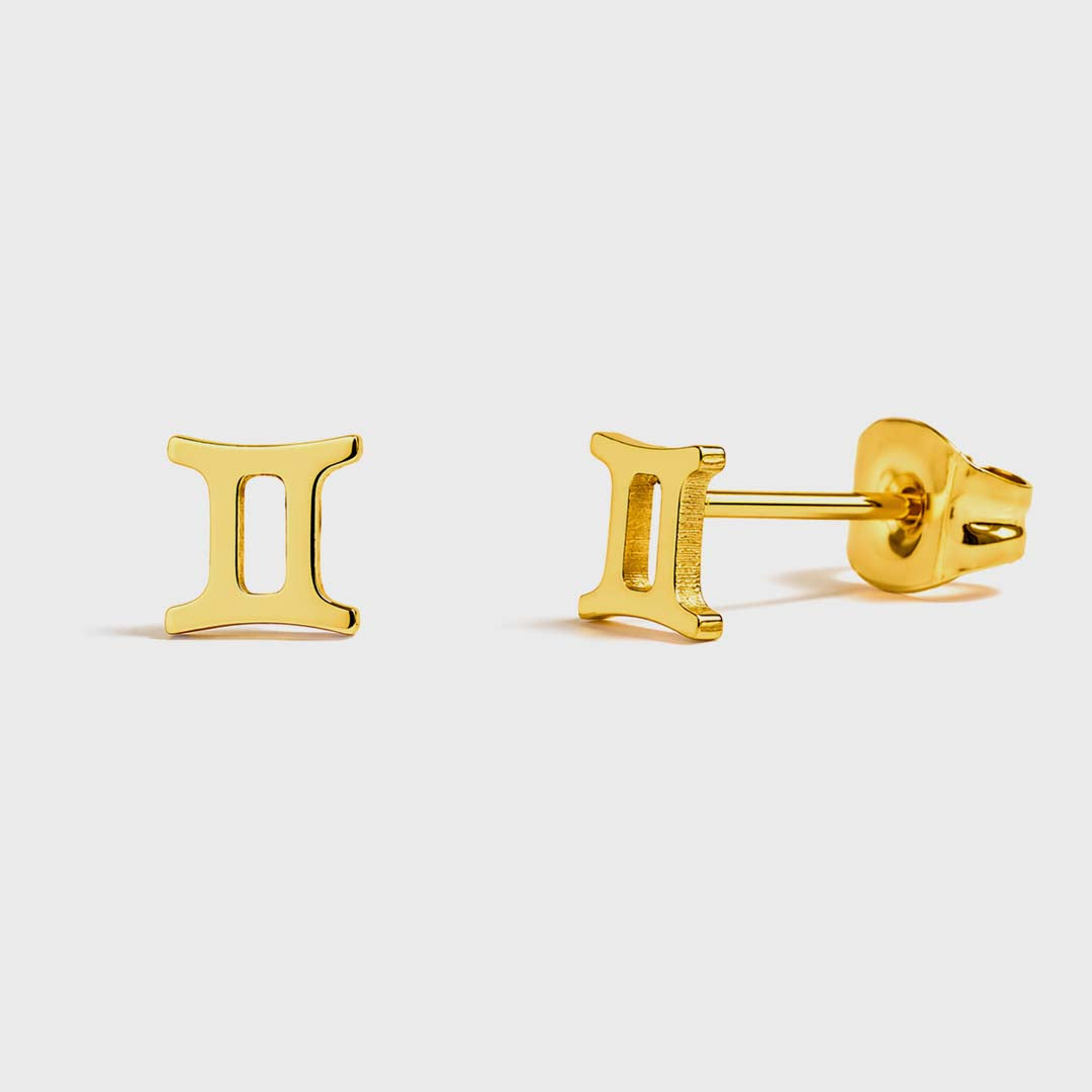 Zodiac Stud Earrings | Gold Gemini