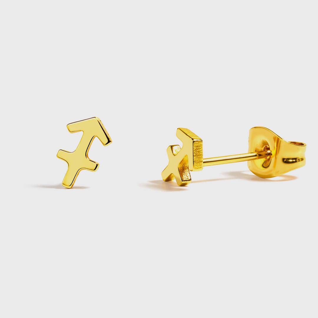 Zodiac Stud Earrings | Gold Sagittarius