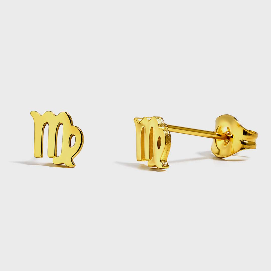 Zodiac Stud Earrings | Gold Virgo