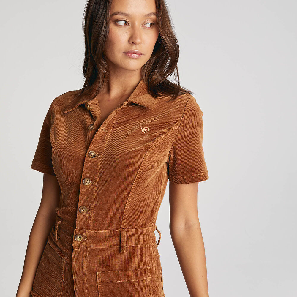 JOSIE CORD ROMPER | TAN CORD