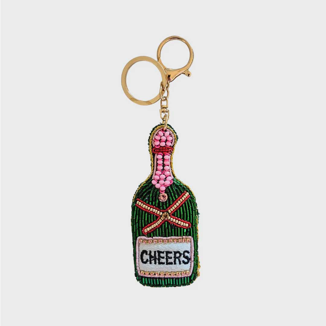 Champagne Beaded Keychain | Cheers