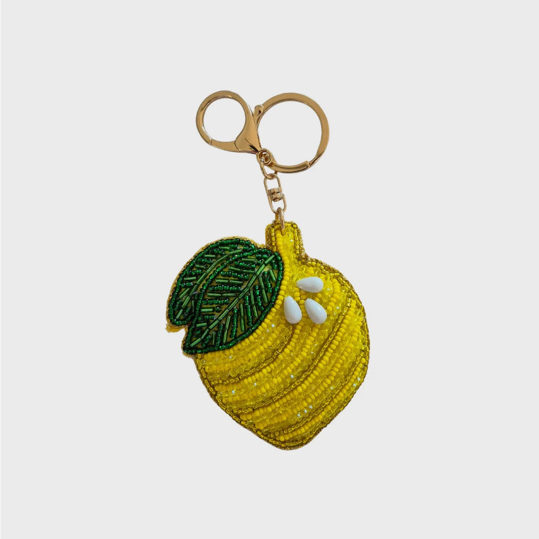 Lemon Beaded Keychain | Yellow