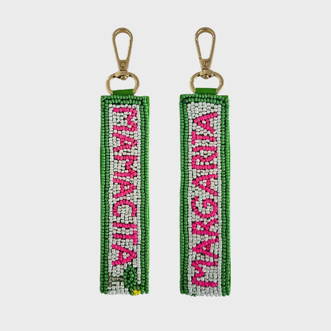 Mamacita Beaded Keychain | White Pink