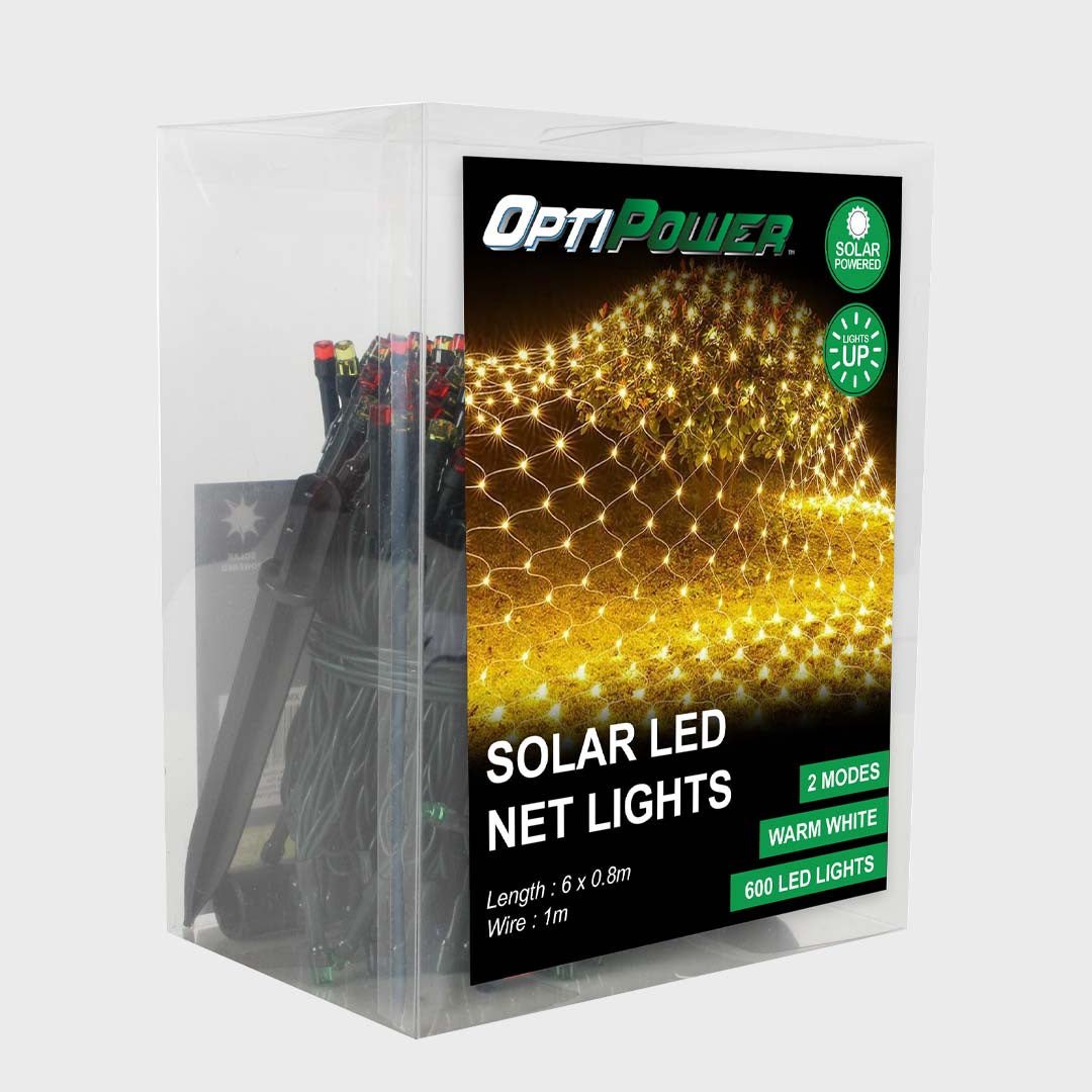 600 SOLAR LED NET LIGHTS | WARM WHITE