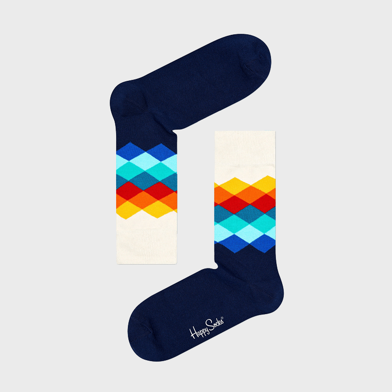 Faded Diamond Sock (6450) | White / Red / Navy