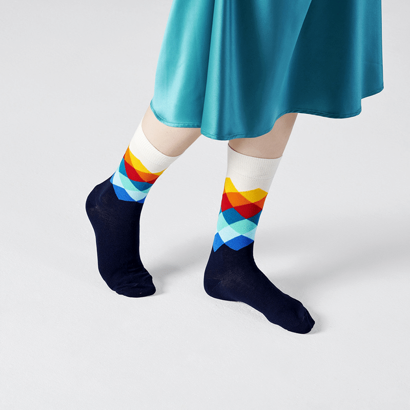 FADED DIAMOND SOCK (6450) | WHITE / RED / NAVY