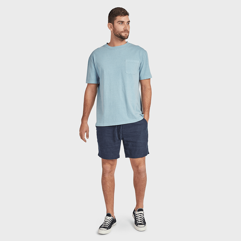 RIVIERA LINEN SHORT | NAVY