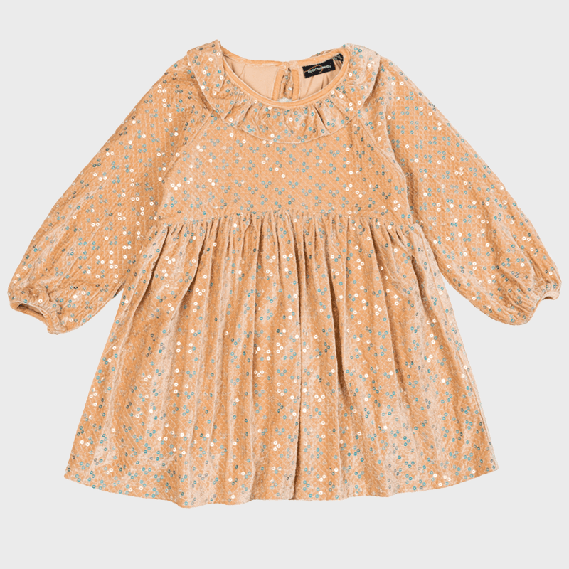 VELVET SEQUIN DRESS - TAUPE
