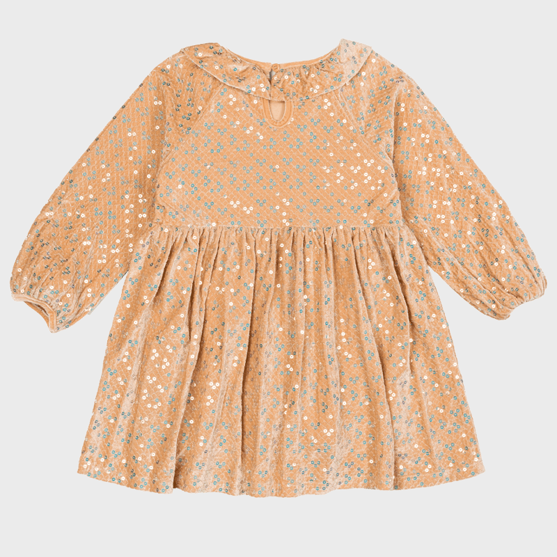 VELVET SEQUIN DRESS - TAUPE