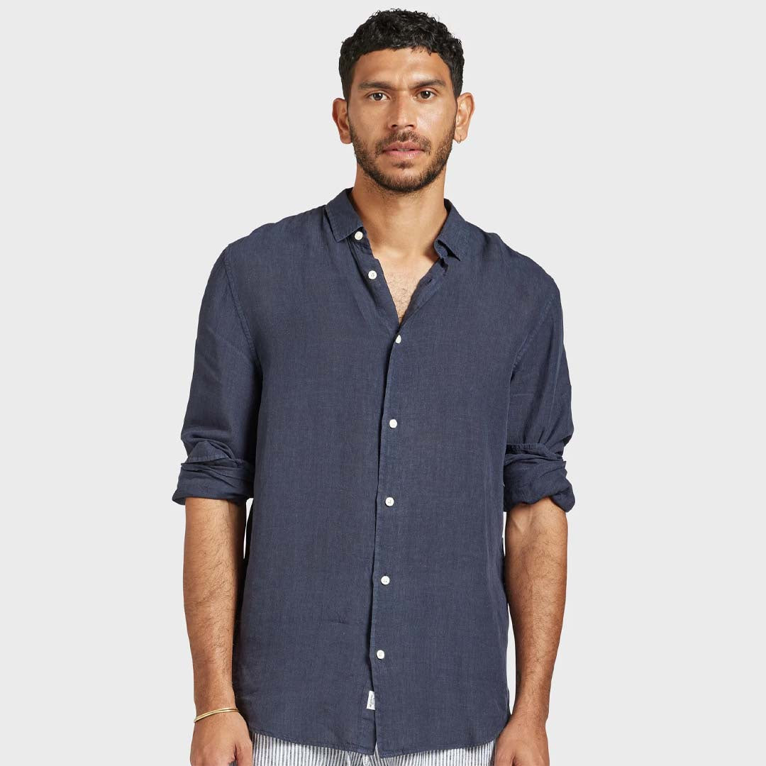 MICK LINEN SHIRT | NAVY