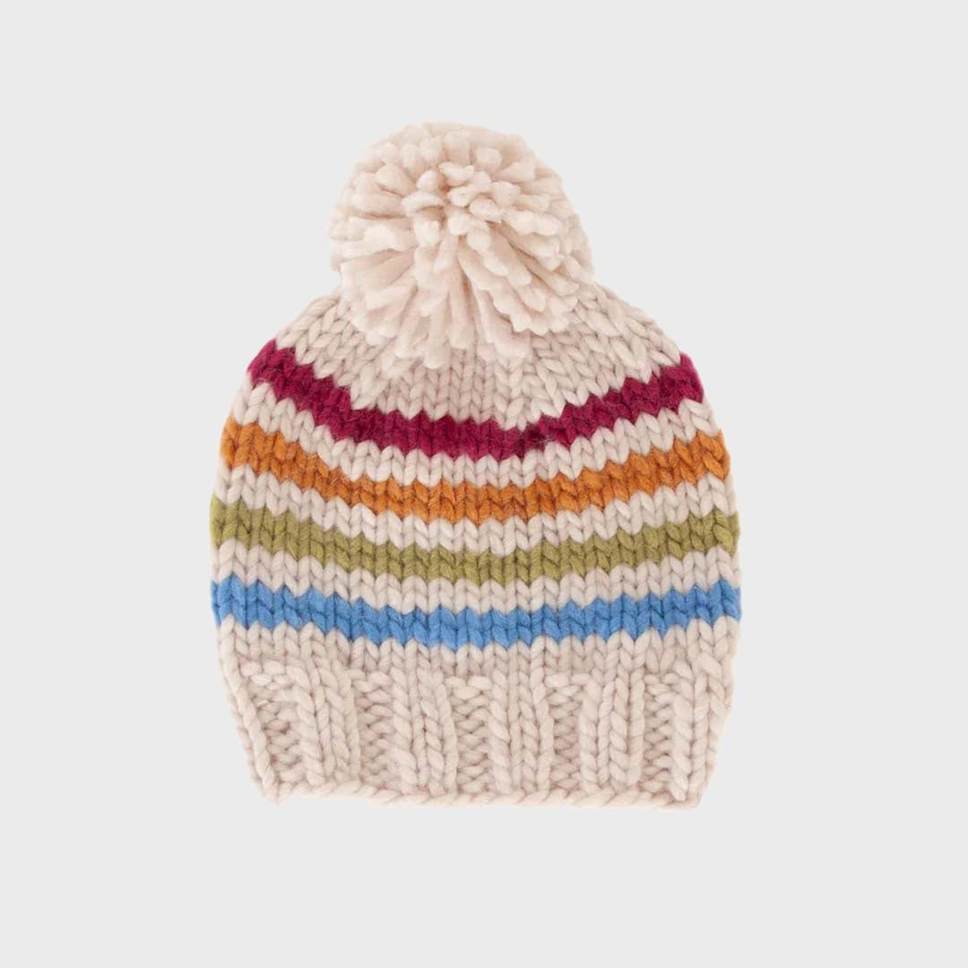 RAINBOW STRIPE BEANIE - NATURAL