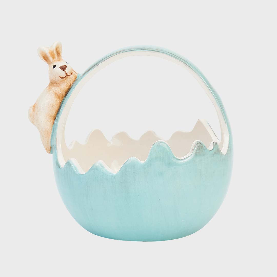 CERAMIC BUNNY BASKET - BLUE