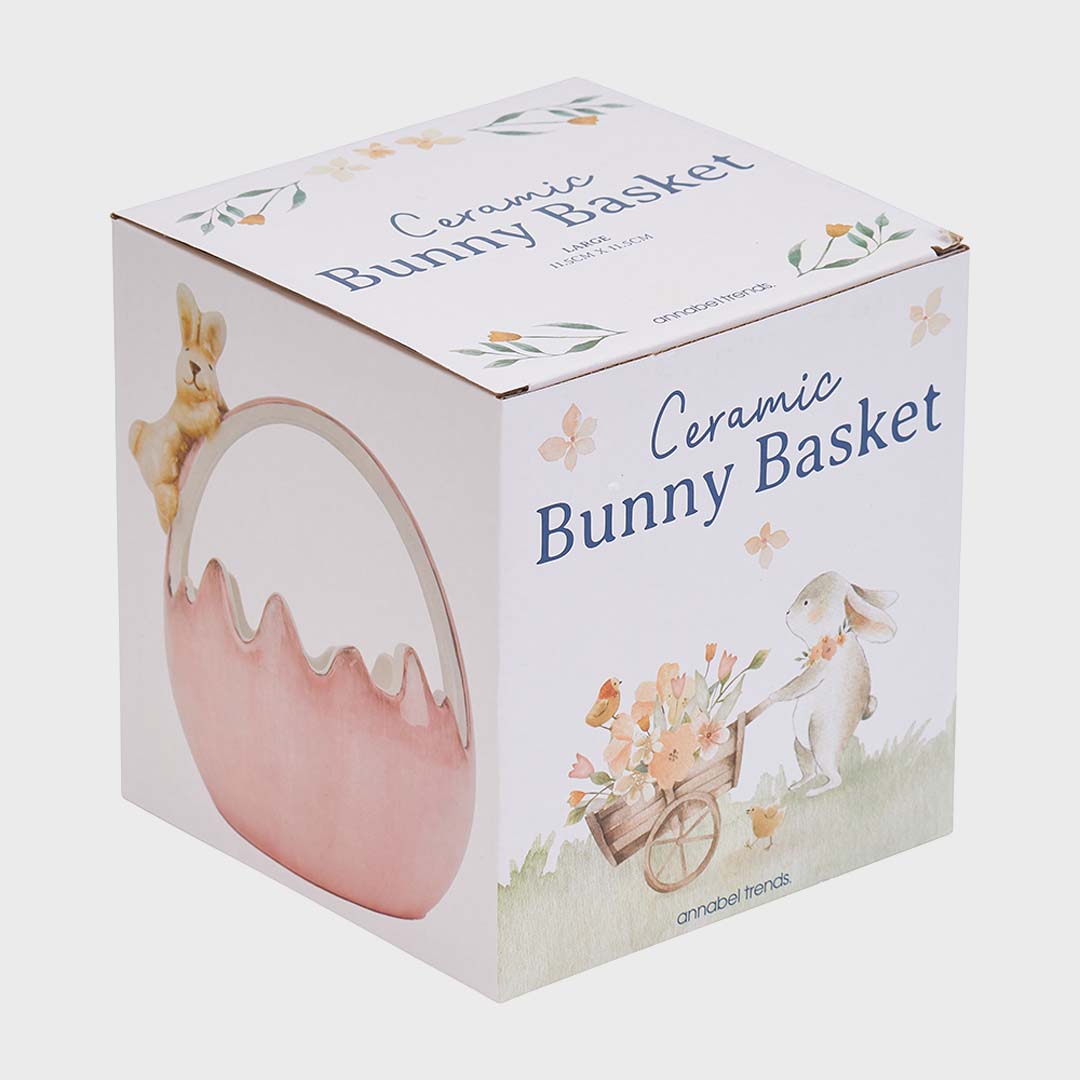 CERAMIC BUNNY BASKET - PINK