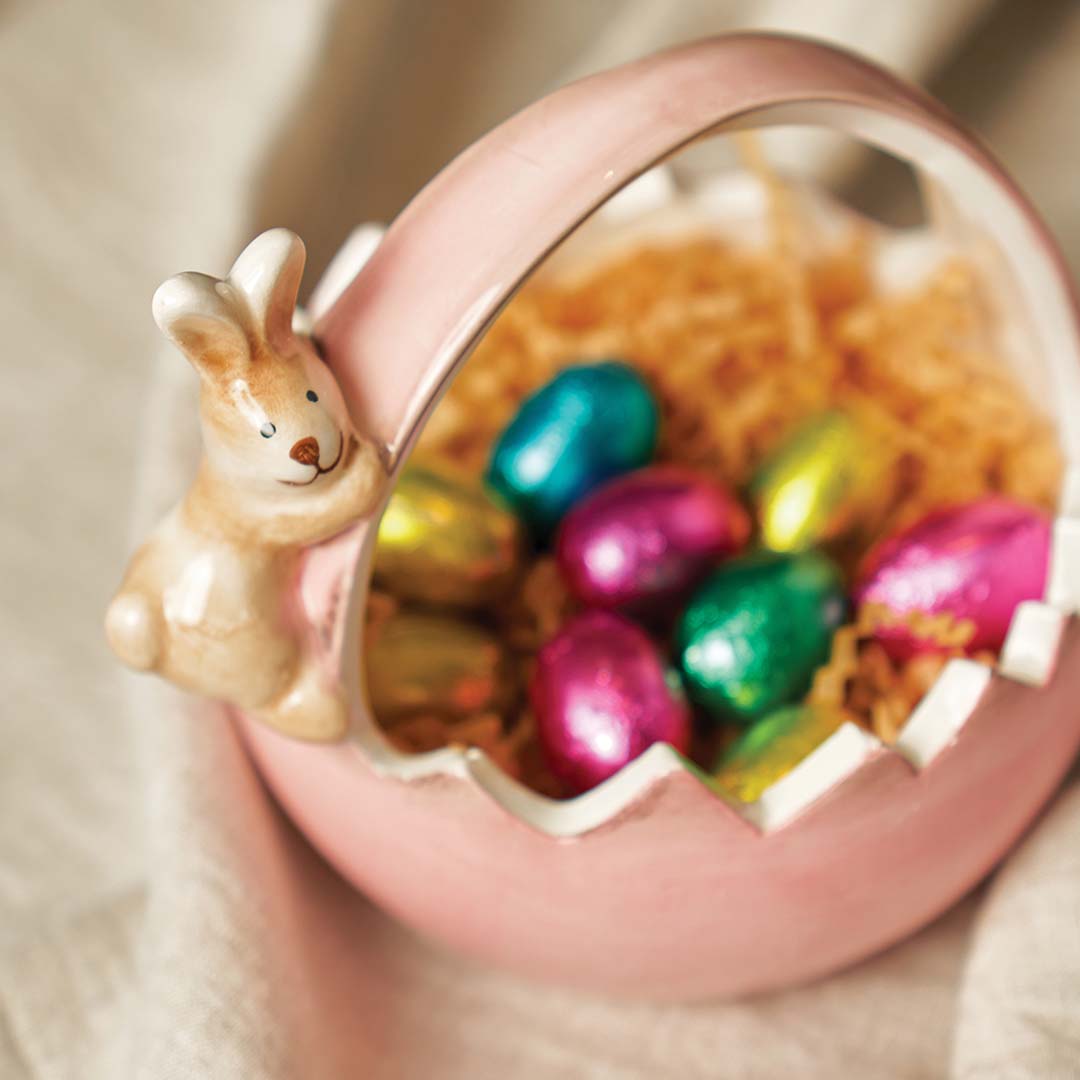 CERAMIC BUNNY BASKET - PINK