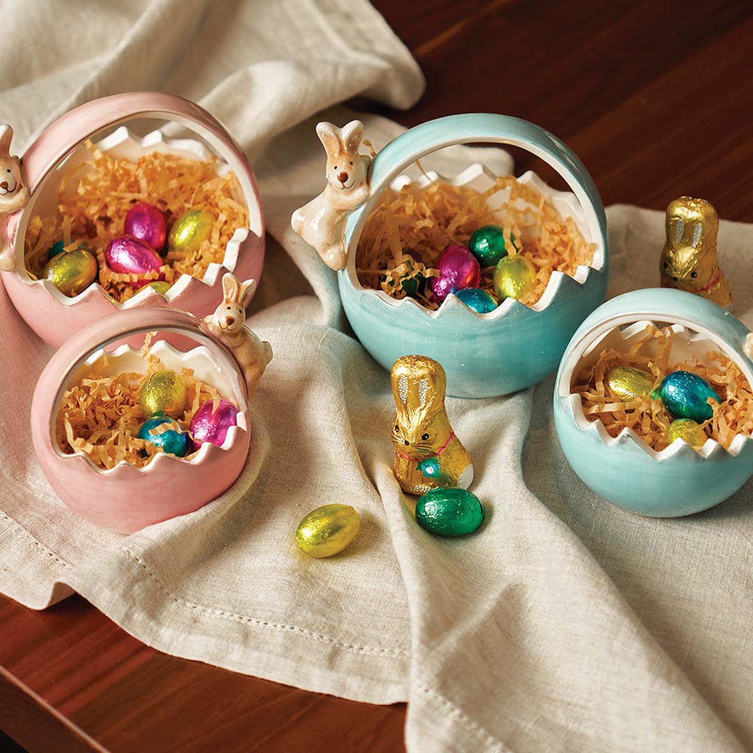 CERAMIC BUNNY BASKET - PINK