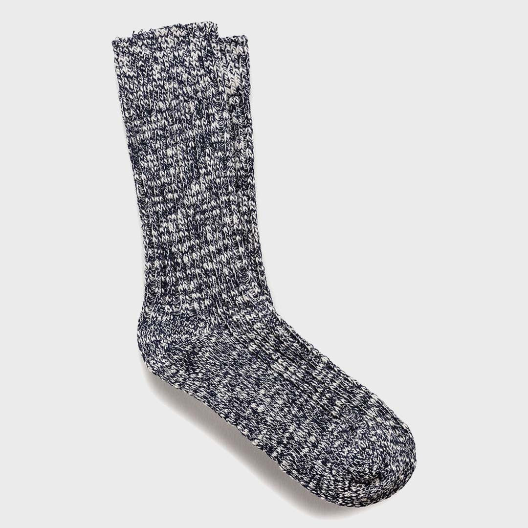 COTTON SLUB SOCK - BLUE WHITE