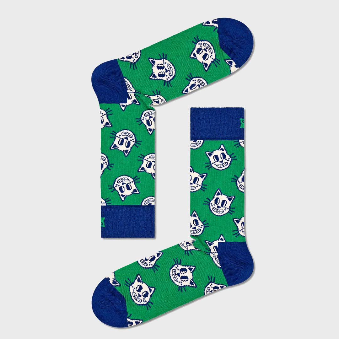 CAT SOCK | GREEN / NAVY