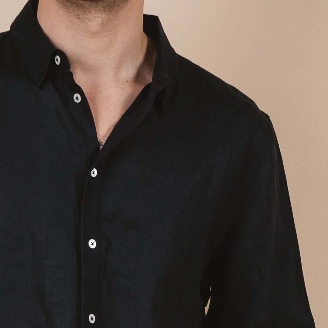 AMALFI LINEN SHIRT - ASPHALT