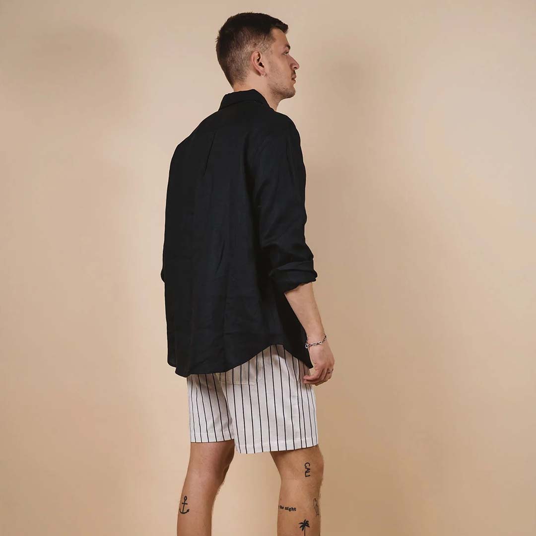 AMALFI LINEN SHIRT - ASPHALT