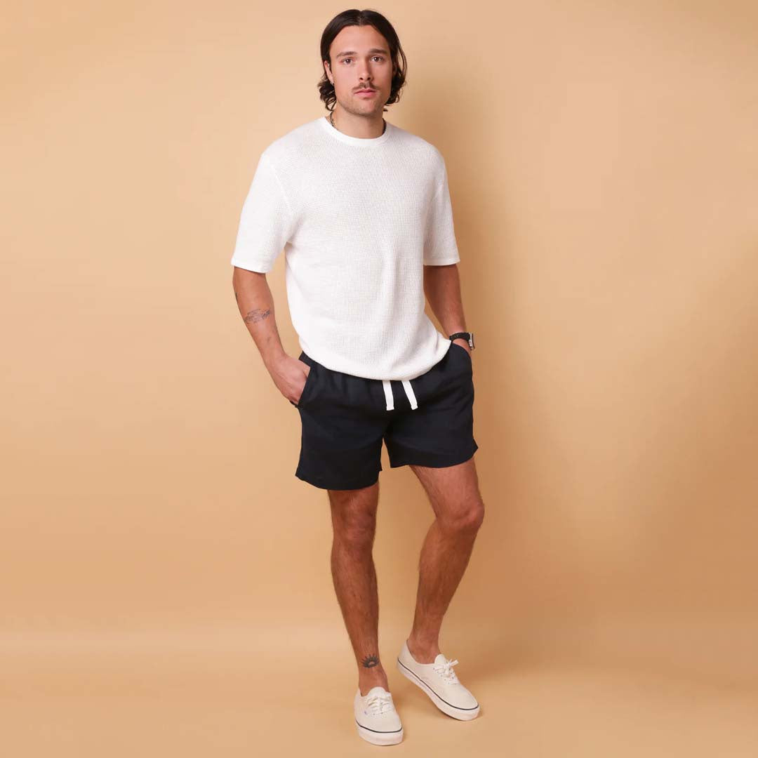 AMALFI LINEN SHORT  | MIDNIGHT