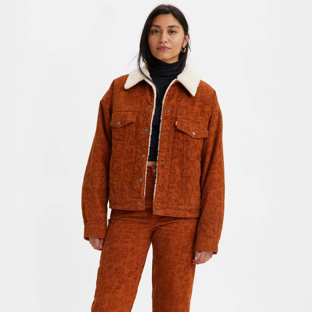 90S SHERPA TRUCKER JACKET - GINGER BREAD